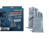 Grillhandschuhe Feuermeisterin® Premium, Leder, grau-blau 
